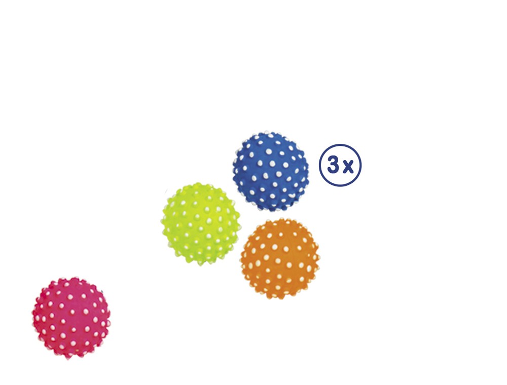 Jucărie pentru câini | Mingi cu țepi din spumă | culori asortate | Ø 7,2 cm | plasă 3 buc.