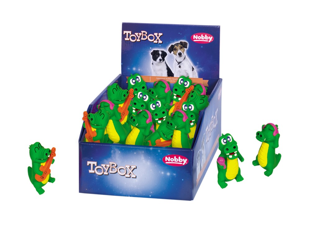 Jucărie din latex pentru câini | Crocodili muzicanti | DISPLAY 24 buc. | 10,5 CM