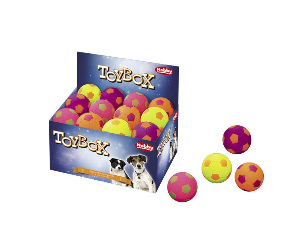 Jucărie pentru câini | Minge de Fotbal din spumă | culori asortate | pluteste | Ø 5,7 cm | Display 24 buc.