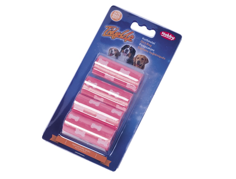 SAC DE CACA TIDYUP CU MODEL OS, FUCHSIA 4 ROLURI CU 15 SACI