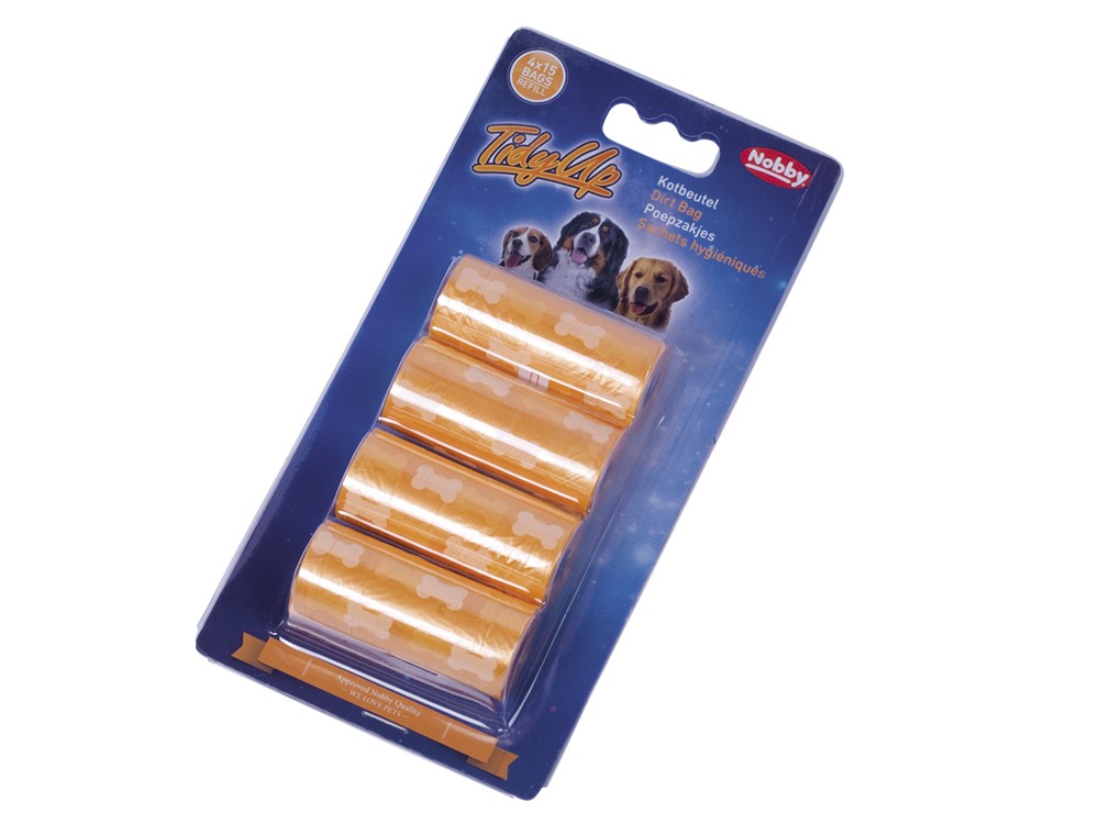 SAC DE CACA TIDYUP CU MODEL OS, PORTOCALIU 4 ROLURI CU 15 SACI