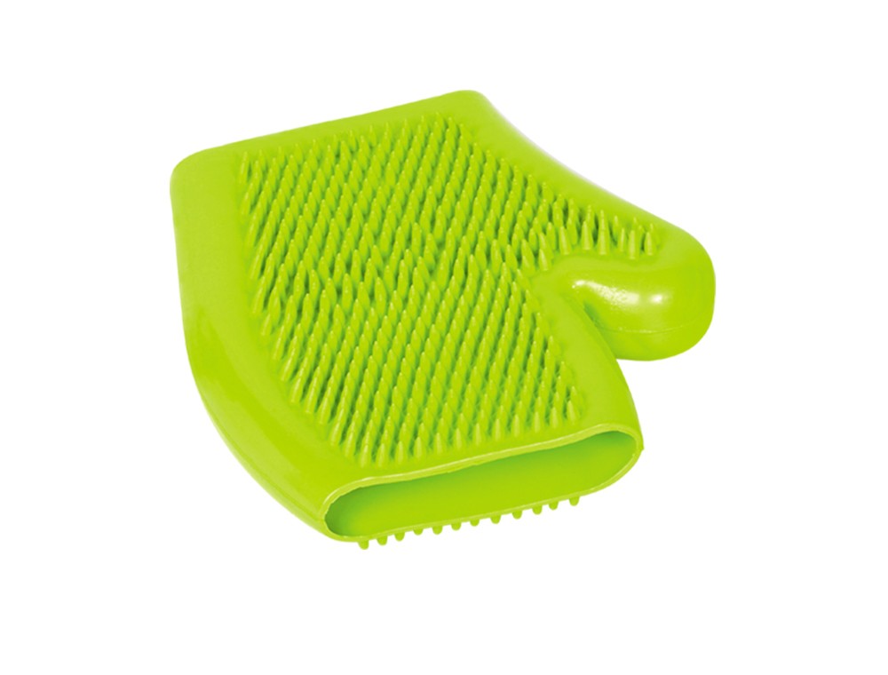 'RUBBER MASSAGE GLOVE,GREEN'