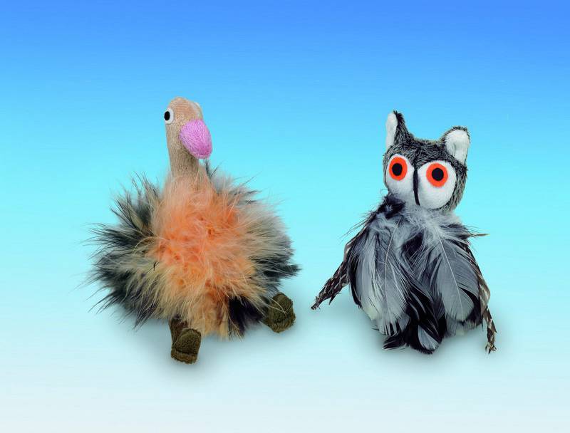 Struț din pluș cu pene, 15 CM pentru câini