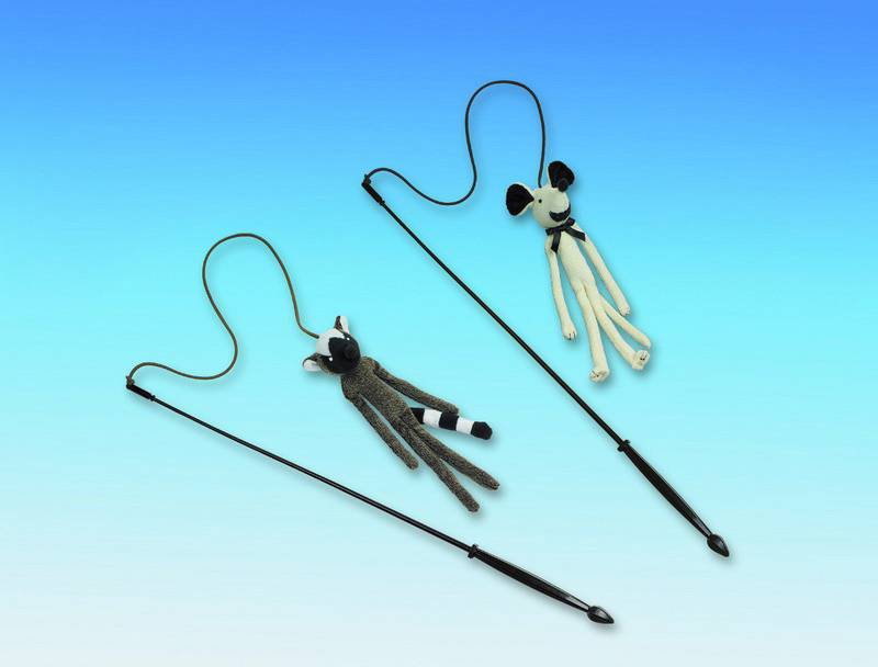 Băț cu animale din pluș cu valeriană, băț asortat 50 cm pentru pisici