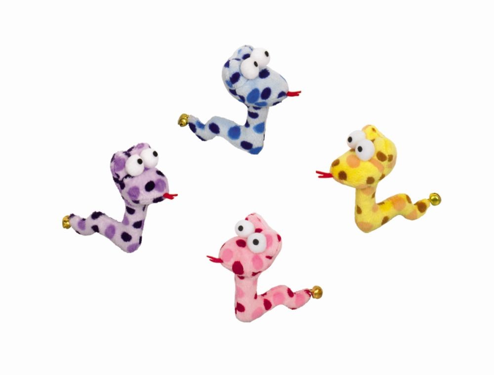 Șarpe din pluș cu valeriană, asortat, 8,5 cm