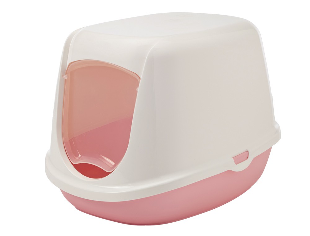 Litiera pentru pisici 'DUCHESSE' | pink / alb | 44,5 x 35,5 x 32 cm