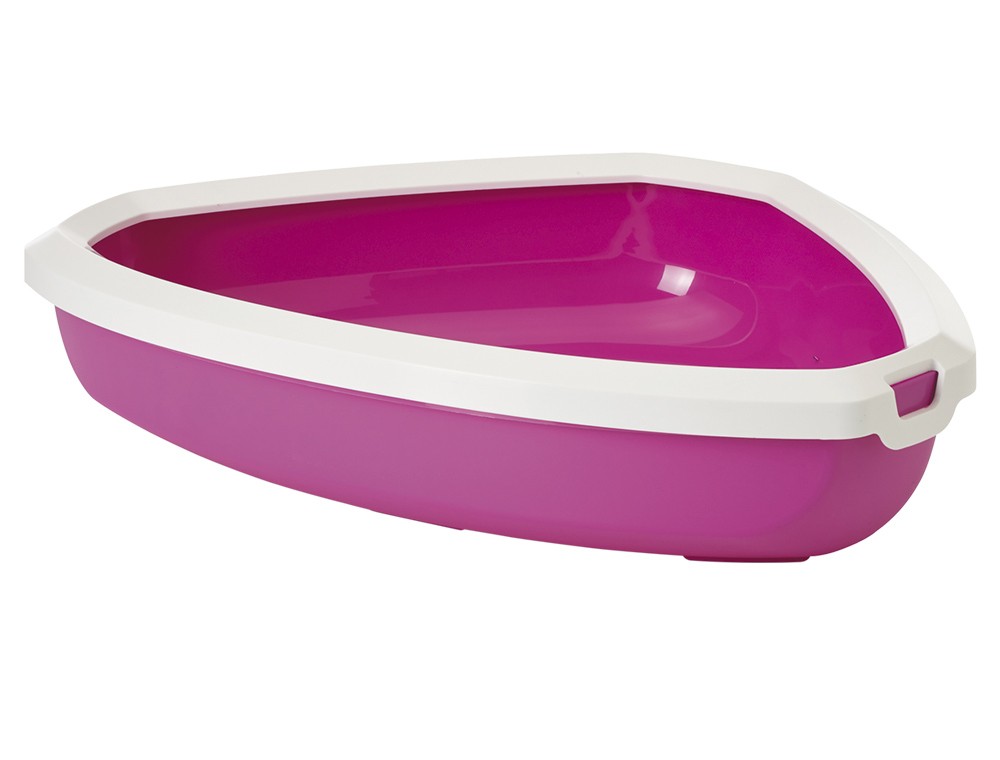 Litiera pentru pisici 'Rincon' | fuchsia/alb | 58,5 x 46 x 13,5 cm