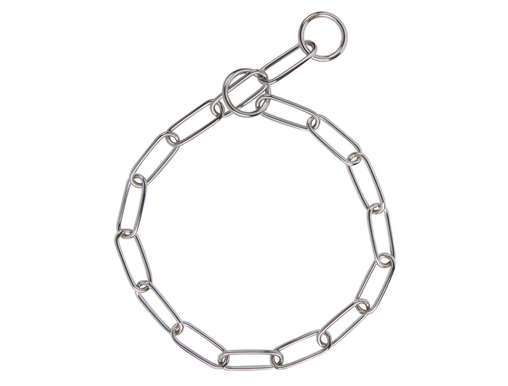 Zgarda metalică strangulatoare pentru câini | Verigă mare | Crom | L: 75 CM Ø 4,0 MM