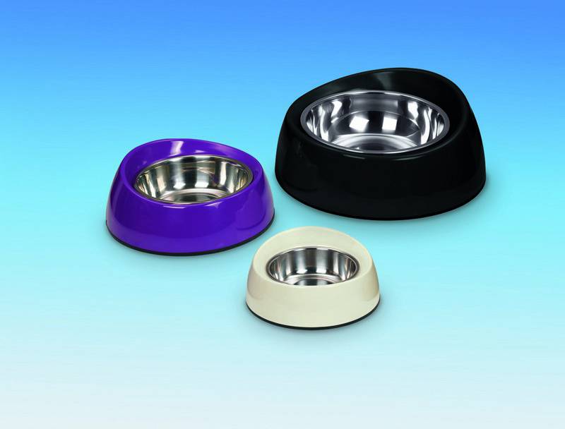 Vas din melamină și oțel inoxidabil pentru câini, negru 160 ML