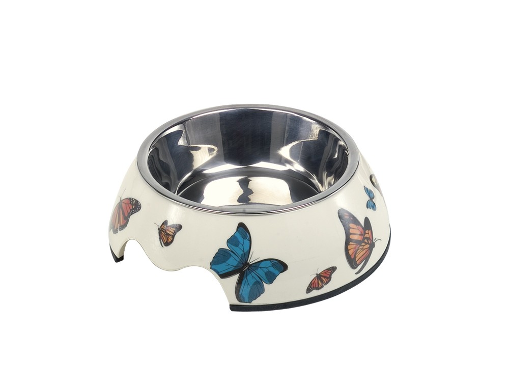 Castron din melamina pentru câini | BUTTERFLY | S | 14 X 4,5 CM, 160 ML