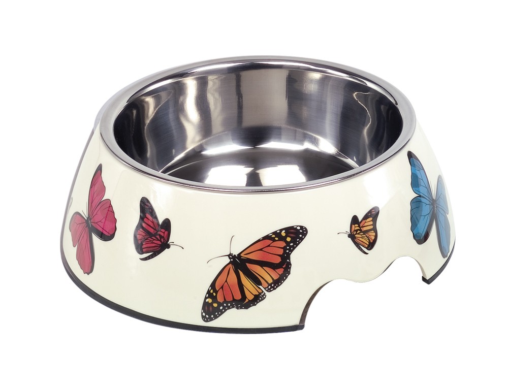Castron din melamina pentru câini | BUTTERFLY | L | 22 X 7,5 CM, 700 ML