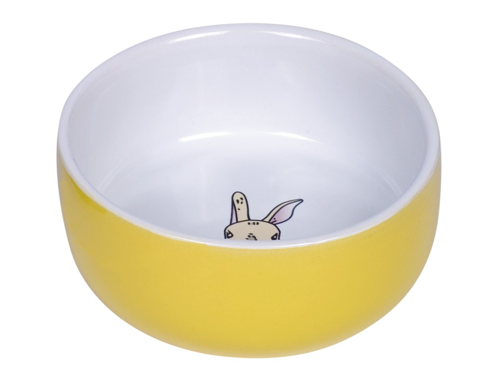 Castron pentru rozătoare 'Rabbit' | Ø 11cm x 4,5 cm | 300 ml | galben/alb