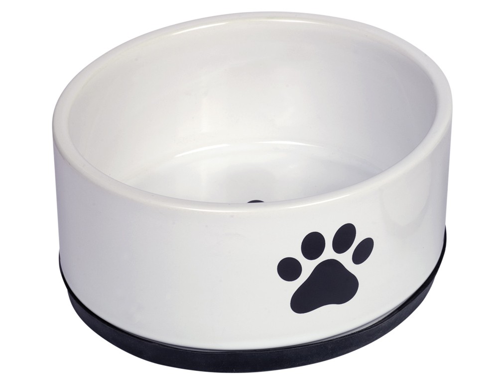 Castron din ceramica 'Paw' pentru caini | negru/alb Ø 17x 8 cm