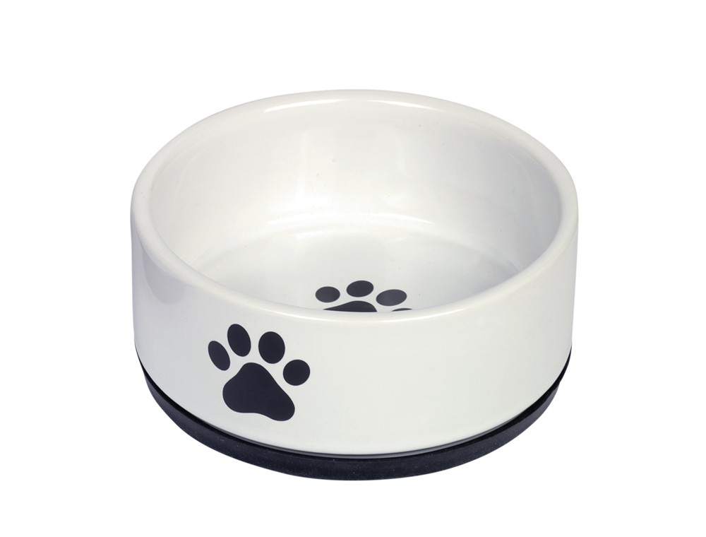 Castron din ceramică 'Paw' | negru/alb | Ø 14 x 6,5 cm