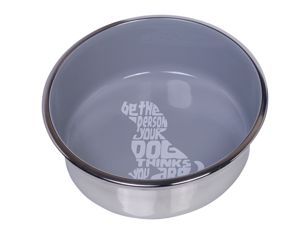 Castron antiderapant din inox pentru câini 'WISE' | gri | 20 cm | 1,90 ltr