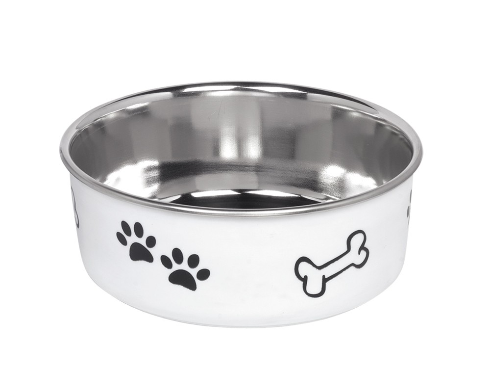 Castron antiderapant din inox pentru câini 'FUSION' | alb | Ø 16 cm | 0,94 ltr