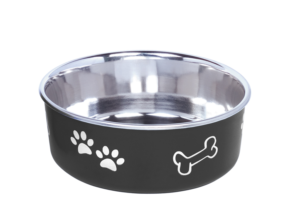 Castron din inox 'FUSION' pentru caini | antiderapant | 16 cm | 0,94 ltr | negru