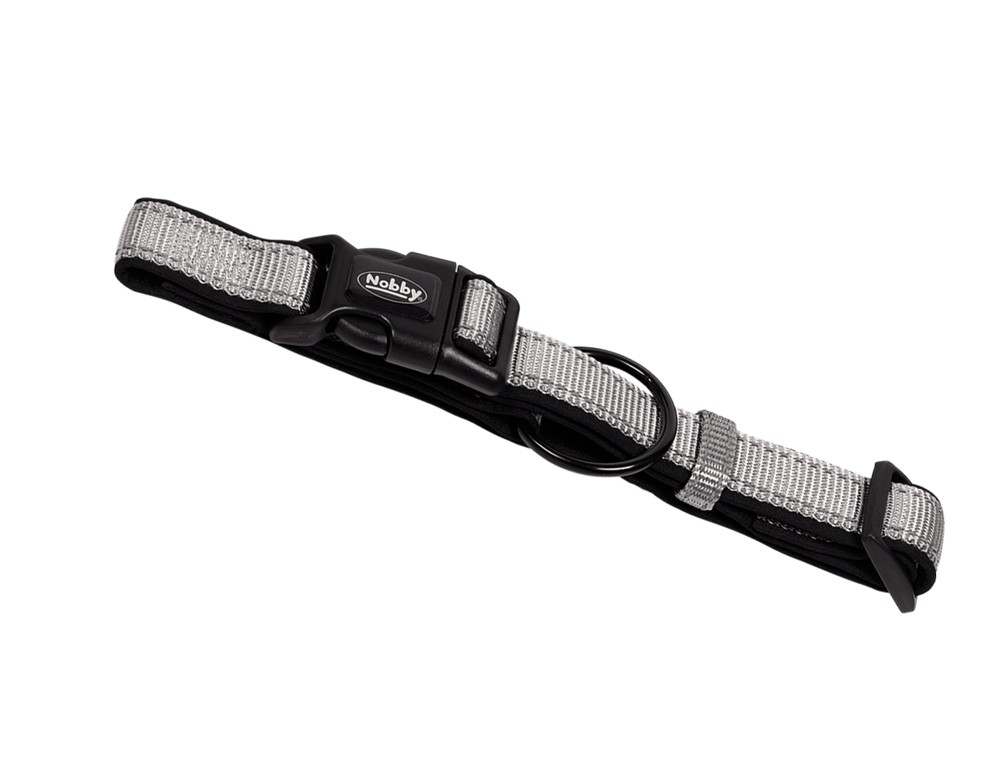 Zgarda pentru câini 'CLASSIC REFLECT SOFT' | gri/negru | L: 50/65 cm; B: 25 mm