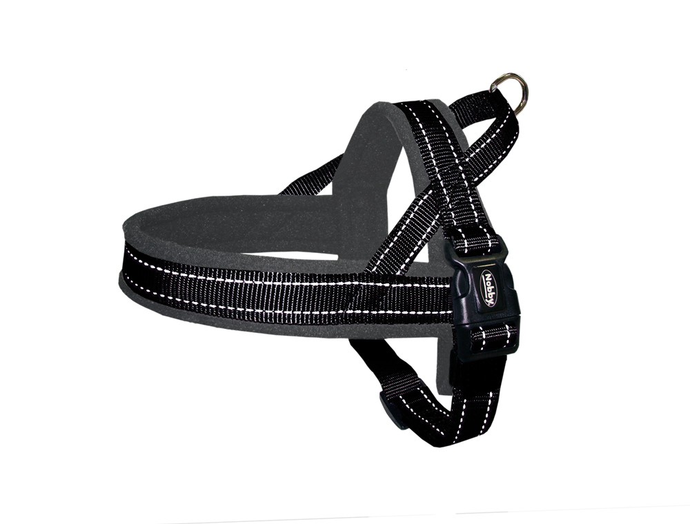 Ham norvegian pentru caini 'CLASSIC REFLECT SOFT' | negru | XL | L: 68-85 cm + 54 cm; B: 25 mm