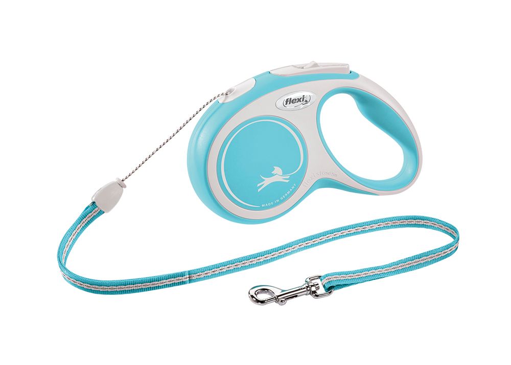 Lesa retractabilă Flexi New Comfort S | Snur | 5 m | albastru deschis pentru câini