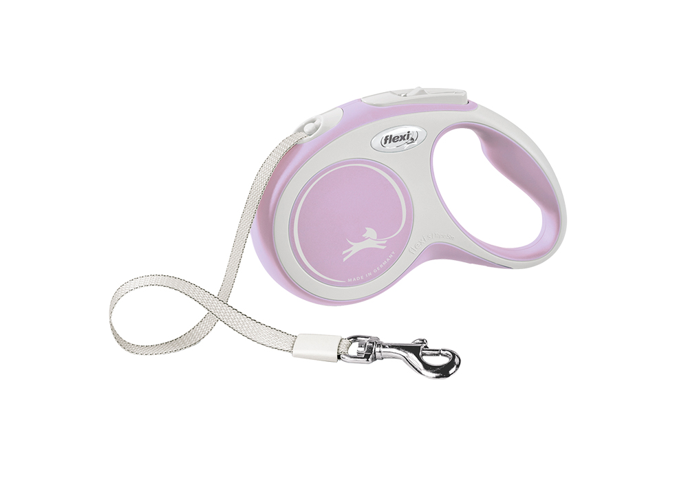 Flexi New Comfort S | Banda 5 m | rose pentru câini
