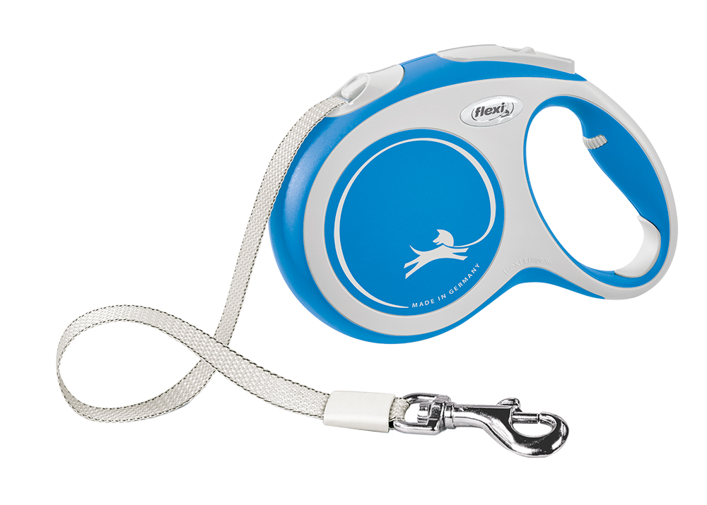 Lesa retractabilă Flexi New Comfort L | Banda | 5 m | albastru pentru câini