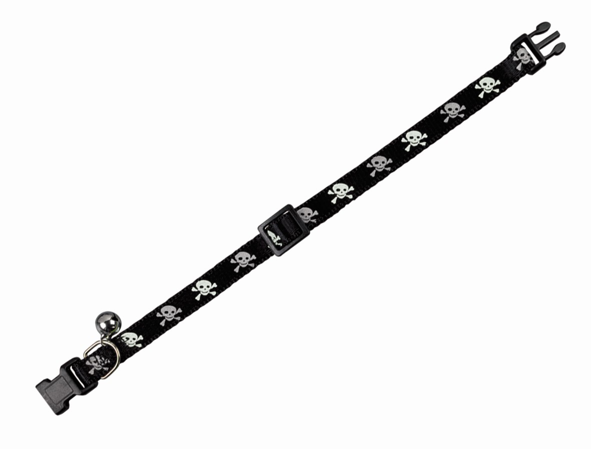 Zgarda pentru pisici 'SCULL' | negru