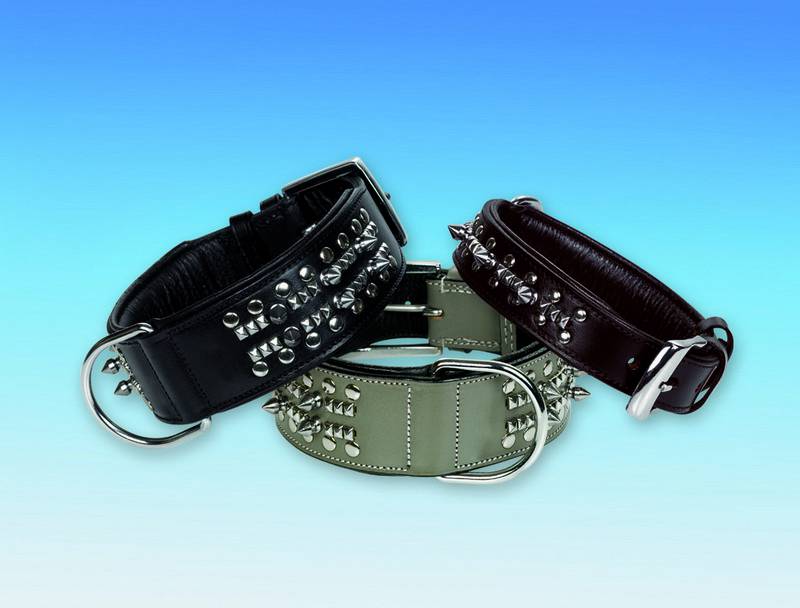 Zgarda din piele pentru câini 'DELGADO' | maro | din piele de bivol | L: 40 CM; W: 30 MM