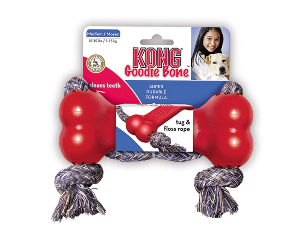 Jucărie pentru câini 'KONG GOODIE BONE' | cu snur | M | cauciuc natural