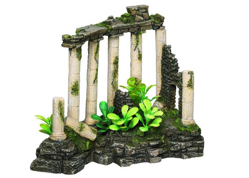 Accesorii pesti | Ornament pentru acvariu | "ANTIQUE COLUMN" - cu plante | L20,5 X W11