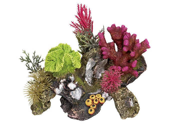 Accesorii pesti | Ornament pentru acvariu | "CORAL STONE" - cu plante | L17 X W12.5 X H12