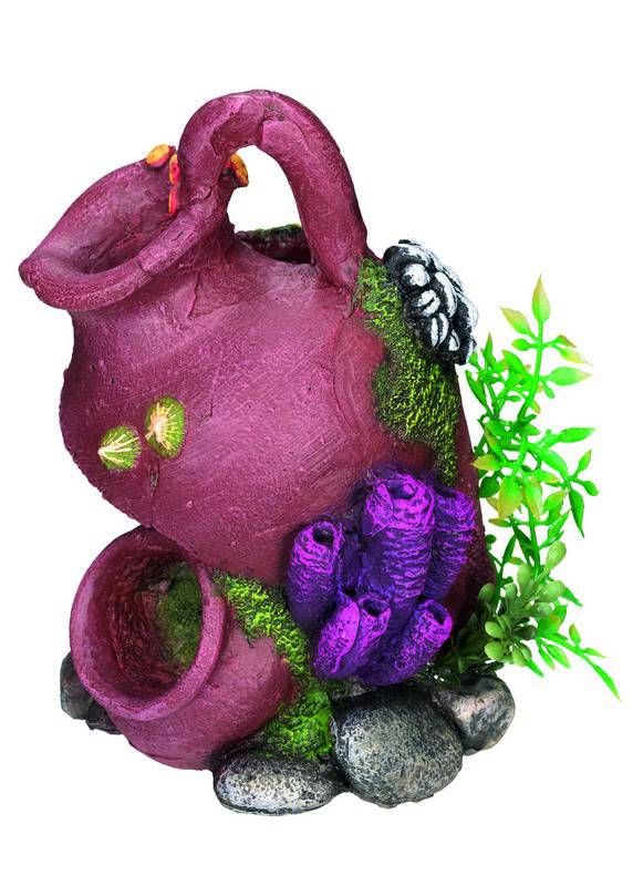 Accesorii pesti | Ornament pentru acvariu | "JAR" - cu plante | L11 X W11 X H14,7 CM
