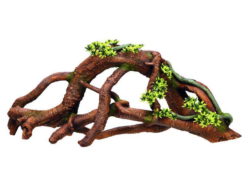 Accesorii pesti | Ornament pentru acvariu | "MANGROVE" - cu plante | L52,5 X W18 X H13 CM