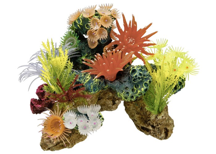 Accesorii pesti | Ornament pentru acvariu | "CORAL STONE" cu plante | L19 X W15 X H15 CM