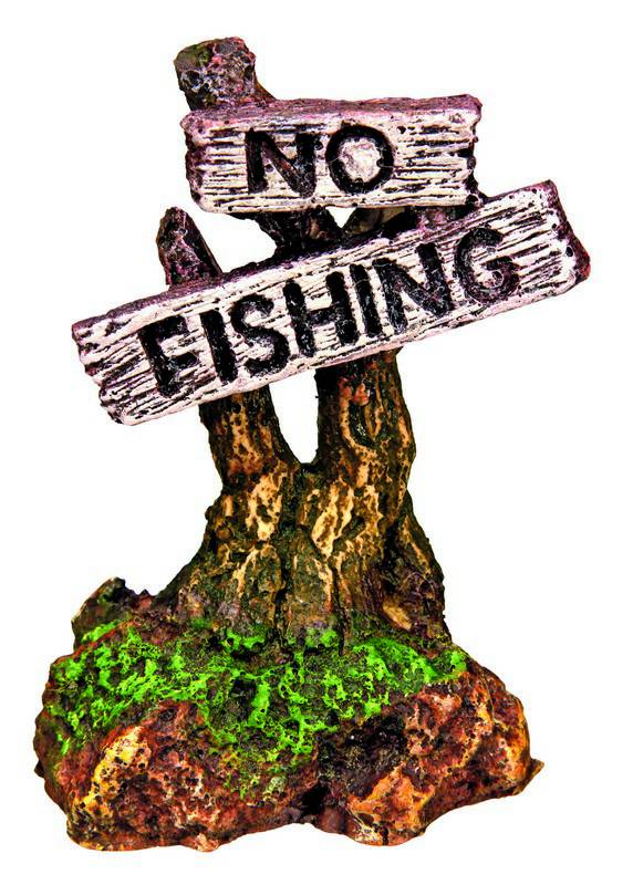 Accesorii pesti | Ornament pentru acvariu | "NO FISHING" | asortate | 5-5,5 CM | 12buc.
