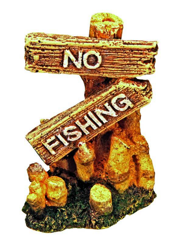 Accesorii pesti | Ornament pentru acvariu | "NO FISHING" | asortate | 5-5,5 CM | 12buc.