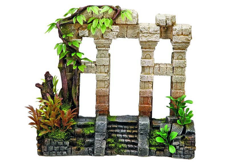 Accesorii pesti | Ornament pentru acvariu | "GATE"  cu plante | L22,5 X W10,3 X H20 CM