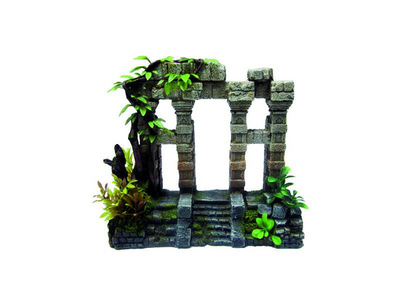 Accesorii pesti | Ornament pentru acvariu | "GATE"  cu plante | L22,5 X W10,3 X H20 CM