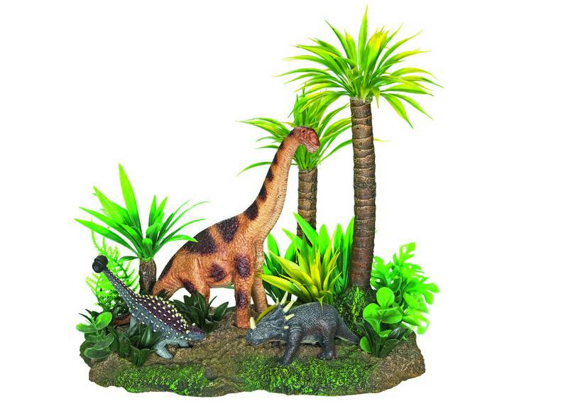 Accesorii pesti | Ornament pentru acvariu | "DINOSAURS"- cu plante | L25 X W14,5 X H22