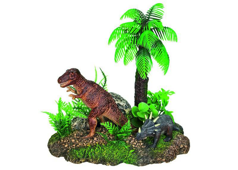 Accesorii pesti | Ornament pentru acvariu | "DINOSAUR"- cu plante | L21,5 X W13,5 X H20 C