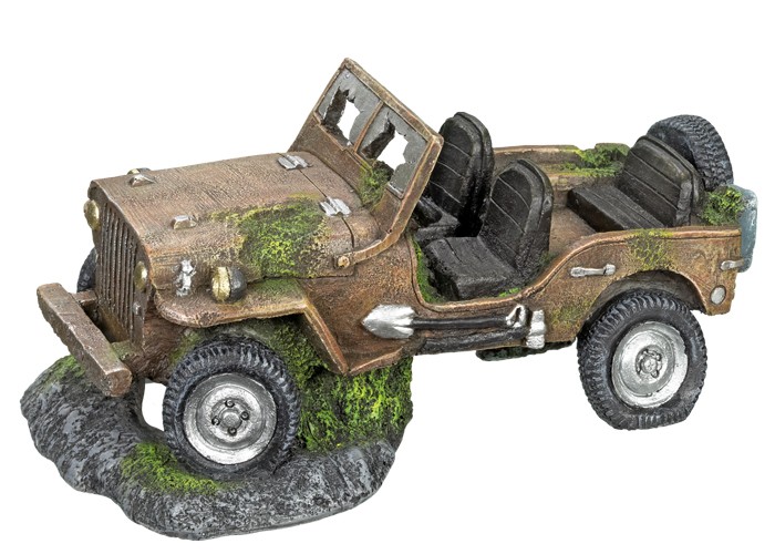 Accesorii pesti | Ornament pentru acvariu | "JEEP WRECK" | L26 X W15,5 X H12,5 CM