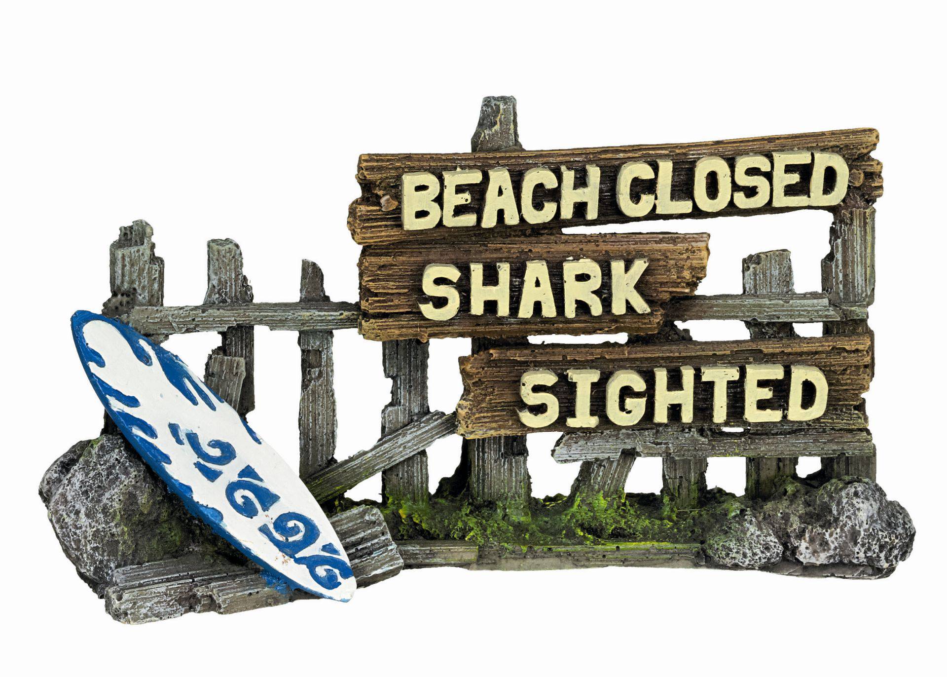 Accesorii pesti | Ornament pentru acvariu | "WOODEN FENCE (BEACH CLOSED)" | L17,5 X W5 X