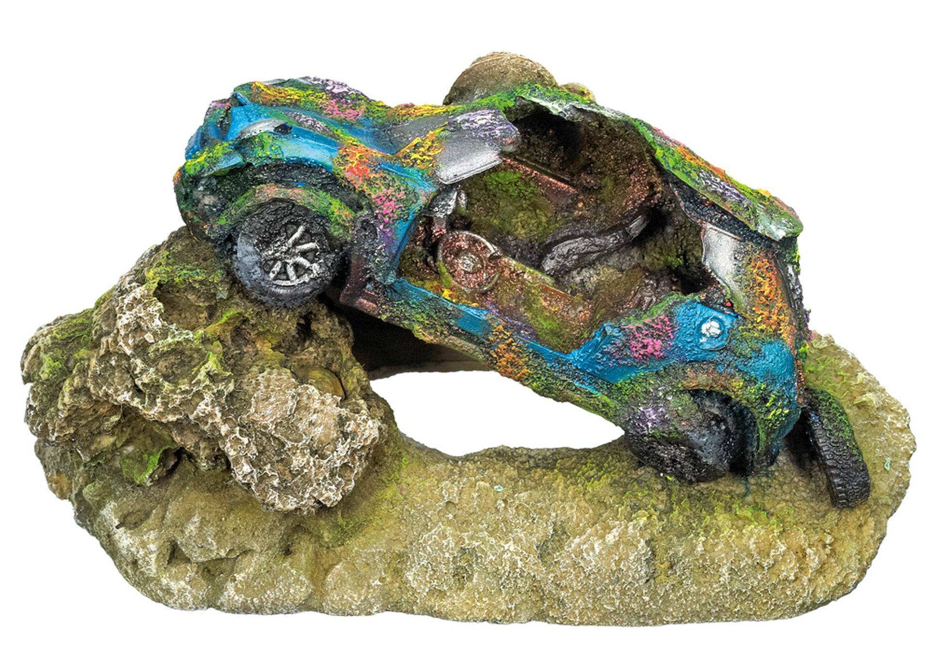 Accesorii pesti | Ornament pentru acvariu | "WRECKED CAR" | L17,5 X W10,5 X H9,0 CM