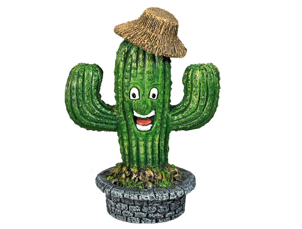 Accesorii pesti | Ornament pentru acvariu | "CACTUS WITH FACE" | 8 x 5,8 x 11