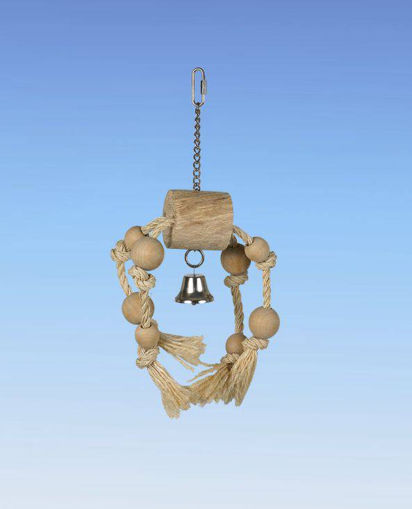 SISAL BIRD TOY "WOODEN BLOCK AND ROPE",