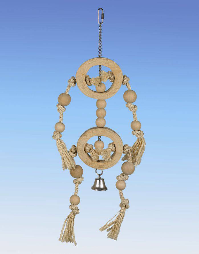 SISAL BIRD TOY "WOODEN RINGS AND ROPE",