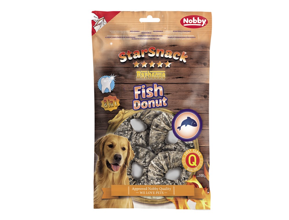 Recompense caini | StarSnack Barbecue Fish Donut | app. 5,0 cm | 4 buc. | app. 100 g