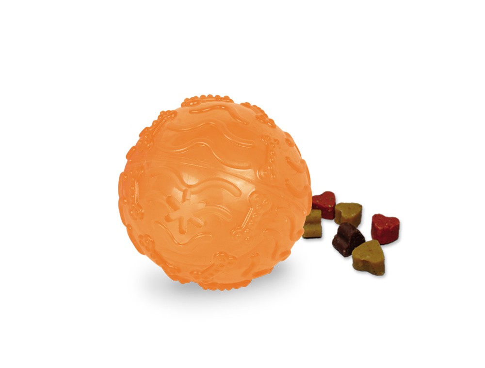 TPR TREAT BALL,ORANGE 8 CM