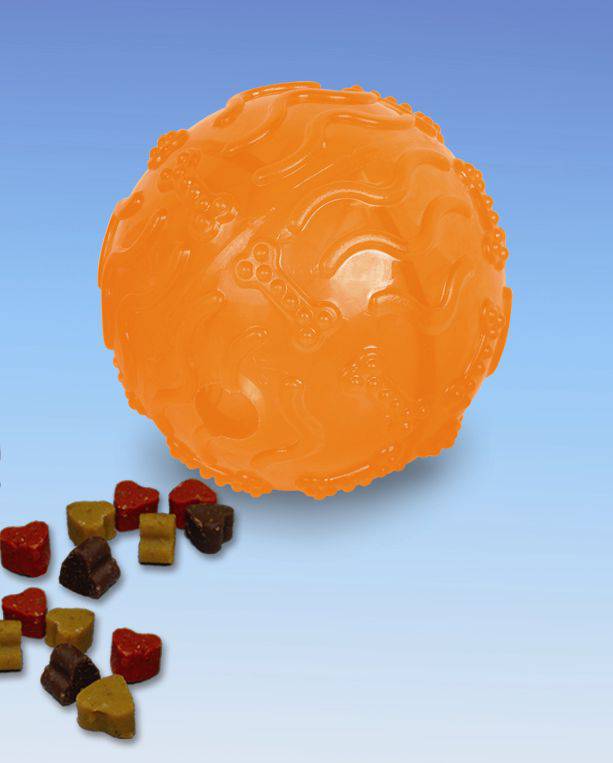 TPR TREAT BALL,ORANGE 10 CM