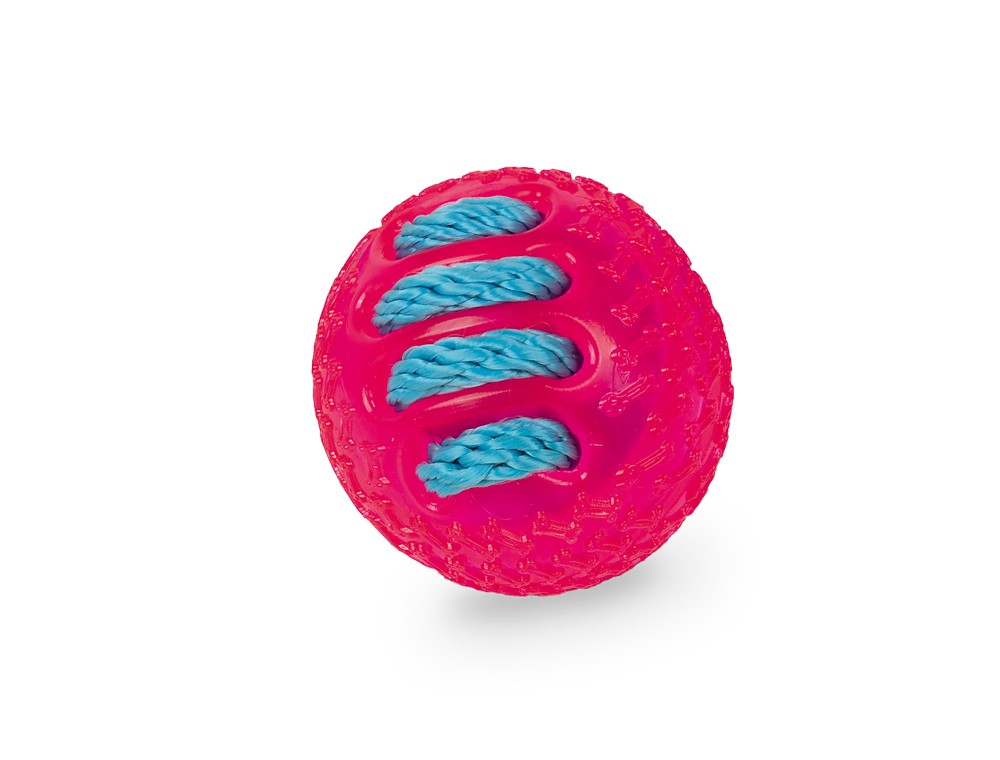 TPR BALL WITH NYLON,PINK 7 CM